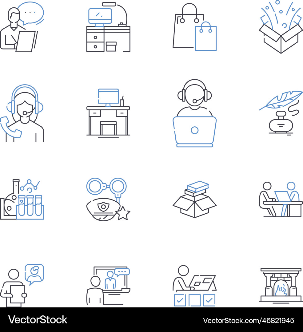 Skill-based work line icons collection expertise Skill-based work line icons collection expertise vector image