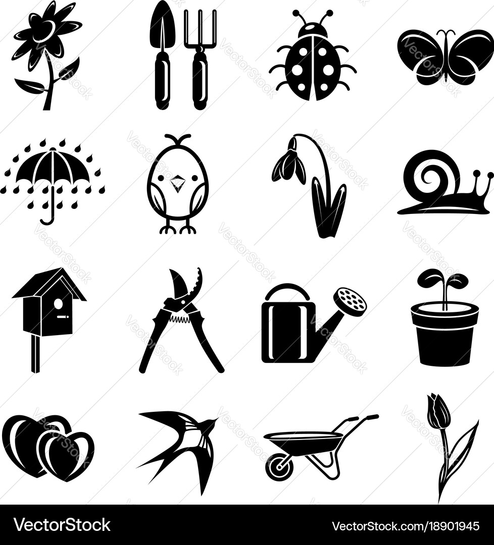 Spring icons set simple style Vector Image