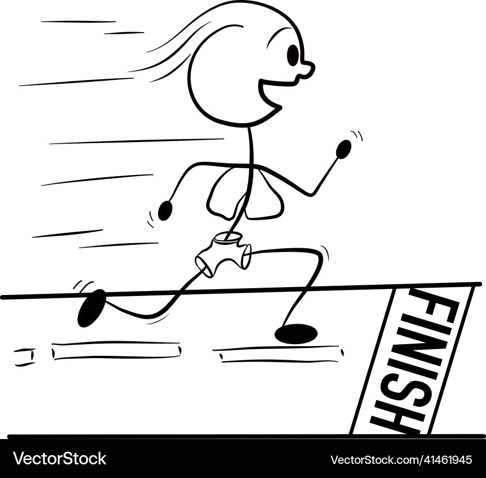 Stick figure running in a race vector image