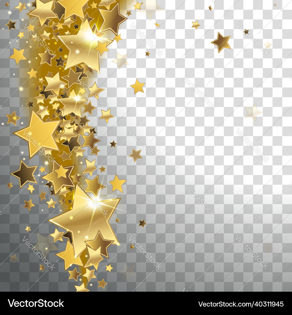 Stream of golden and shiny stars vector image