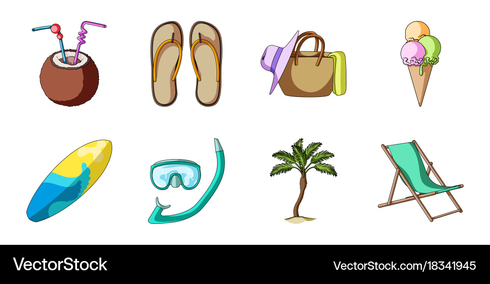 Summer rest icons in set collection for design Vector Image