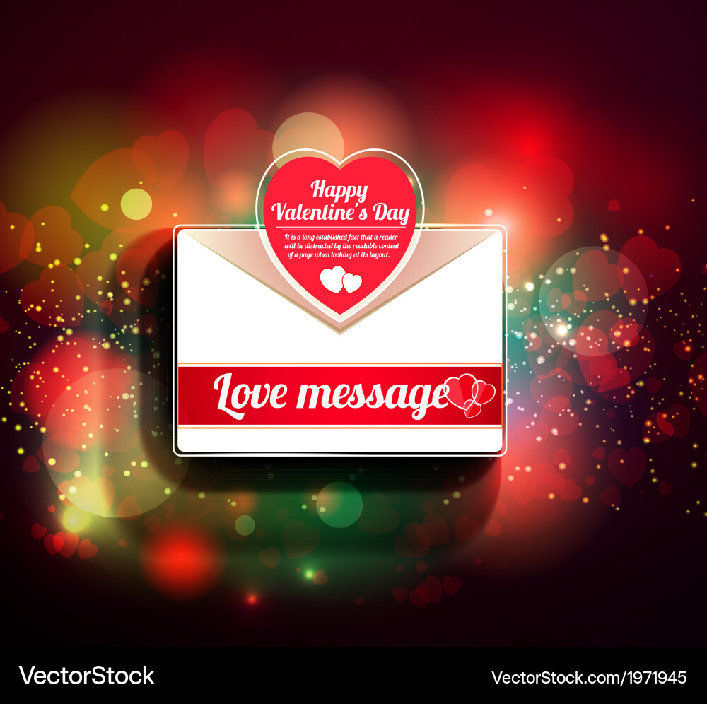Valentine Mail-Nachricht mit Herz Vektorbild