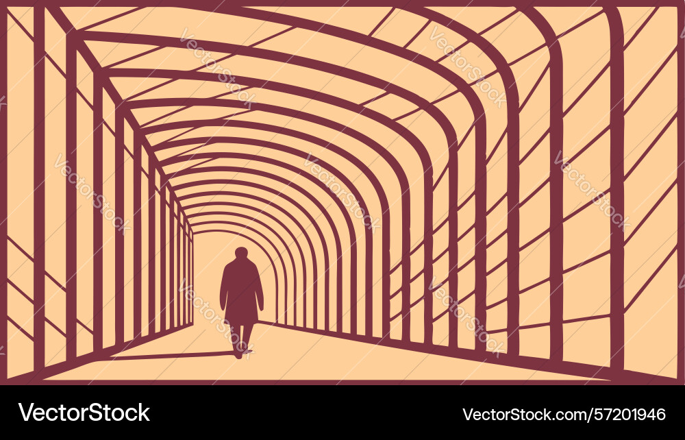 Abstract forest path with silhouette mysterious Vector Image