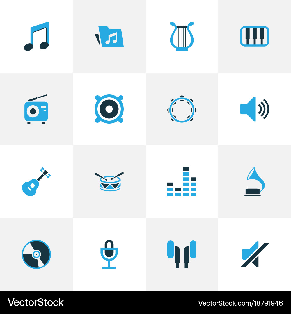 Audio colorful icons set with speaker folder Vector Image