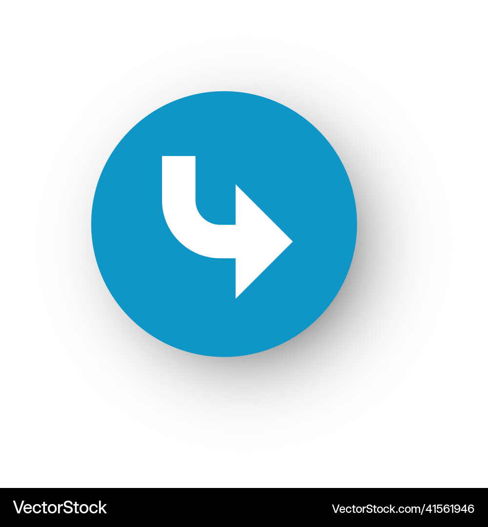 Blue round button with arrow pointing right vector image
