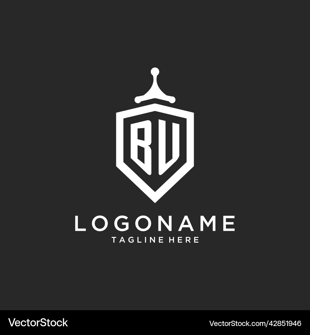 Bu monogram logo initial with shield guard shape vector image