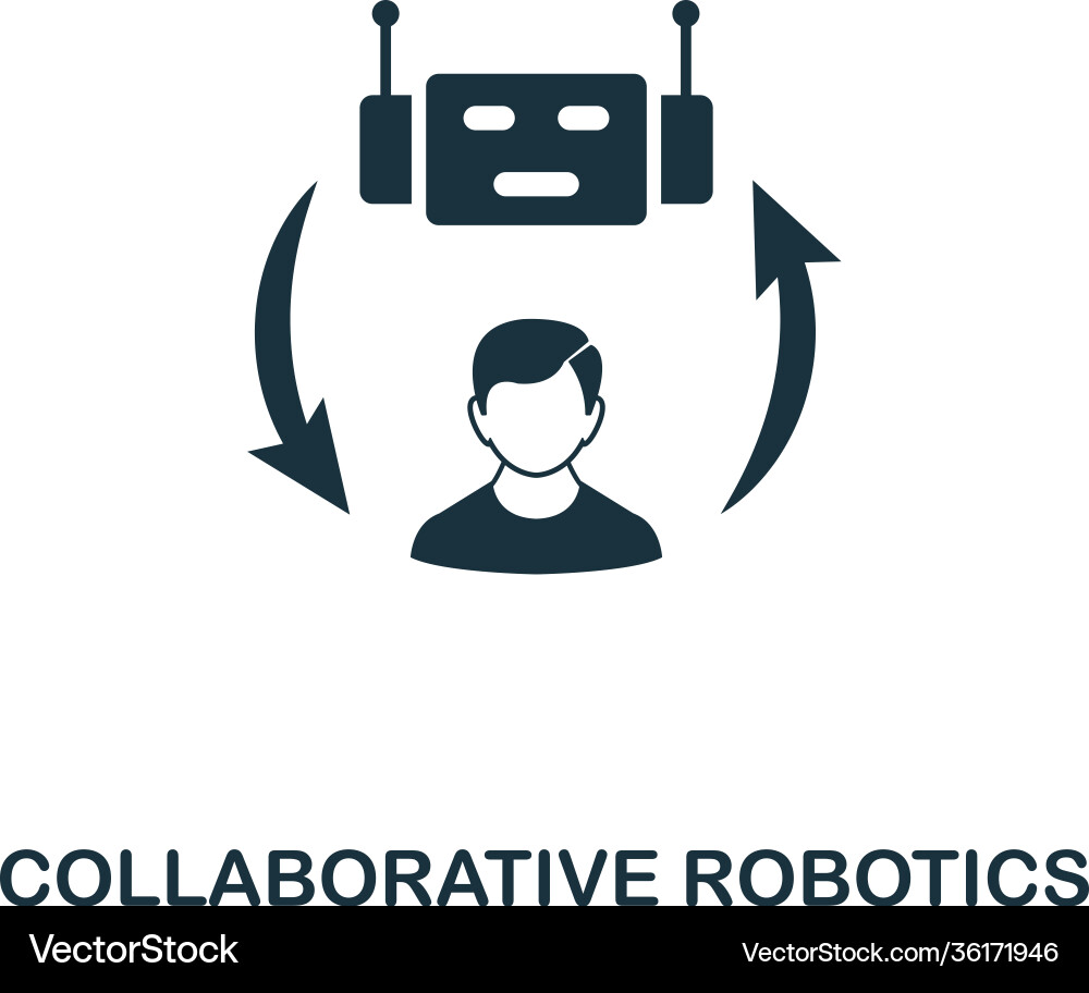 Collaborative robotics icon monochrome style Collaborative robotics icon monochrome style vector image