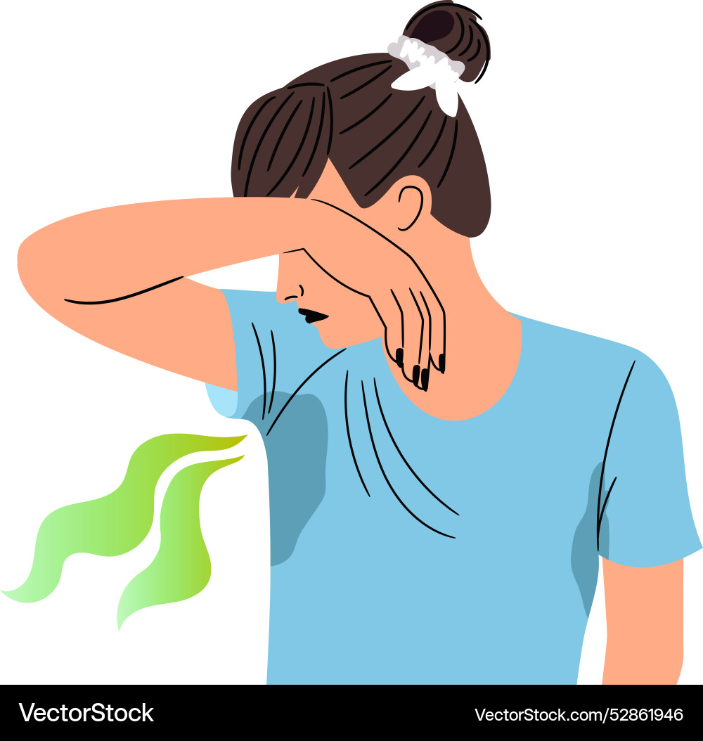 Embarrassment with unwashed armpits traces Embarrassment with unwashed armpits traces vector image