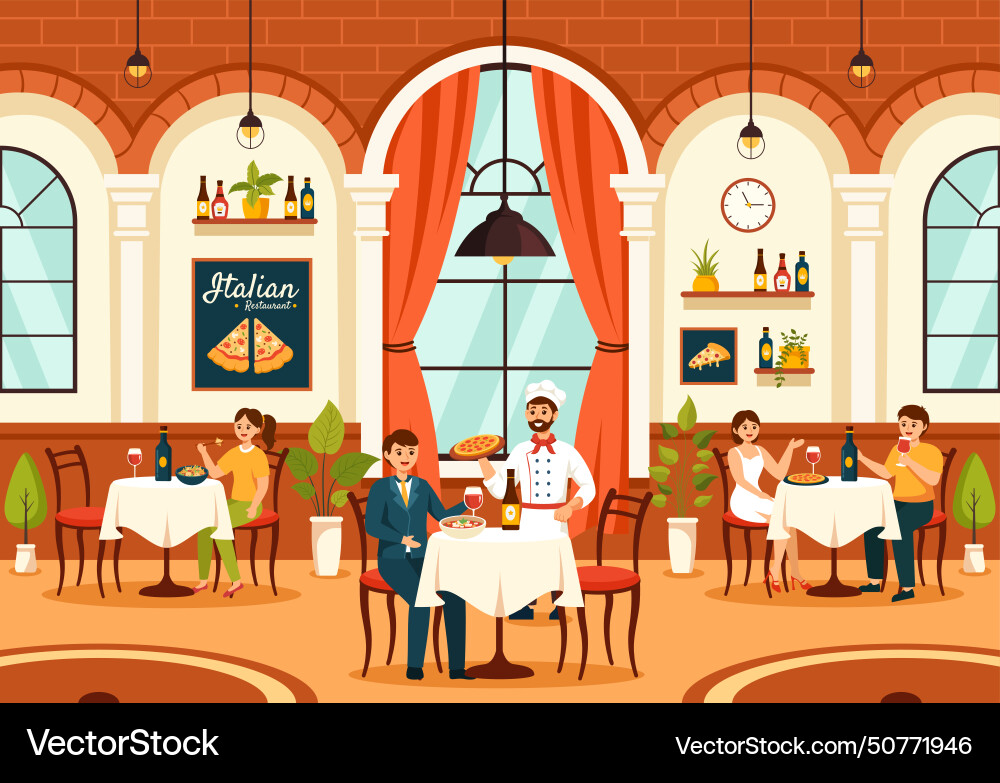 Italian food restaurant or cafeteria Italian food restaurant or cafeteria vector image