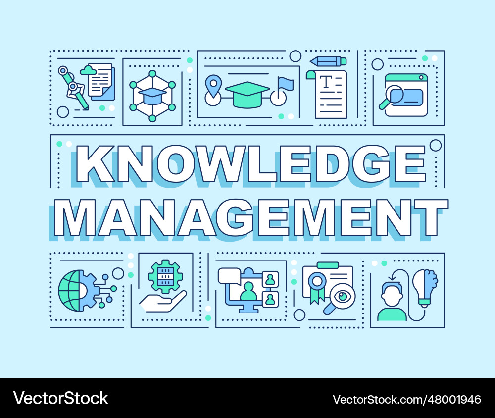 Knowledge management text with linear icons vector image