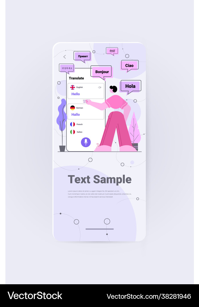 Man using mobile translation application Man using mobile translation application Vector Image