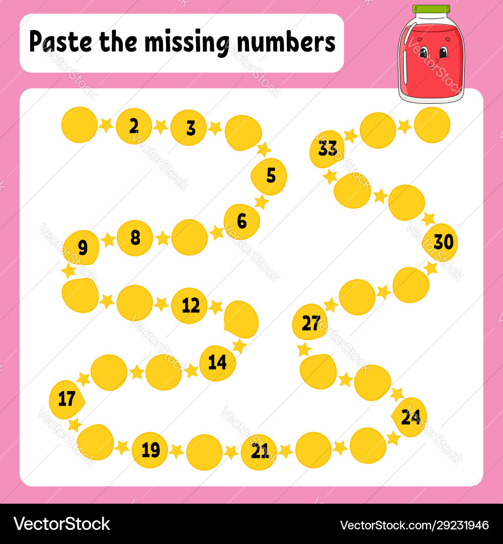 Numbers Handwriting Practice Worksheet Vector Image