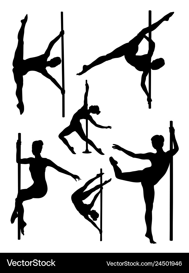 Pole Dance Silhouette - Woman Pose Vector Image