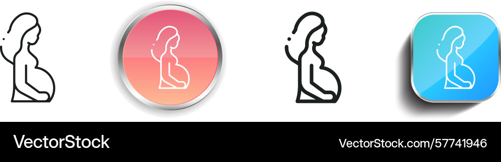 Pregnant icon thin linear regular and button Pregnant icon thin linear regular and button vector image