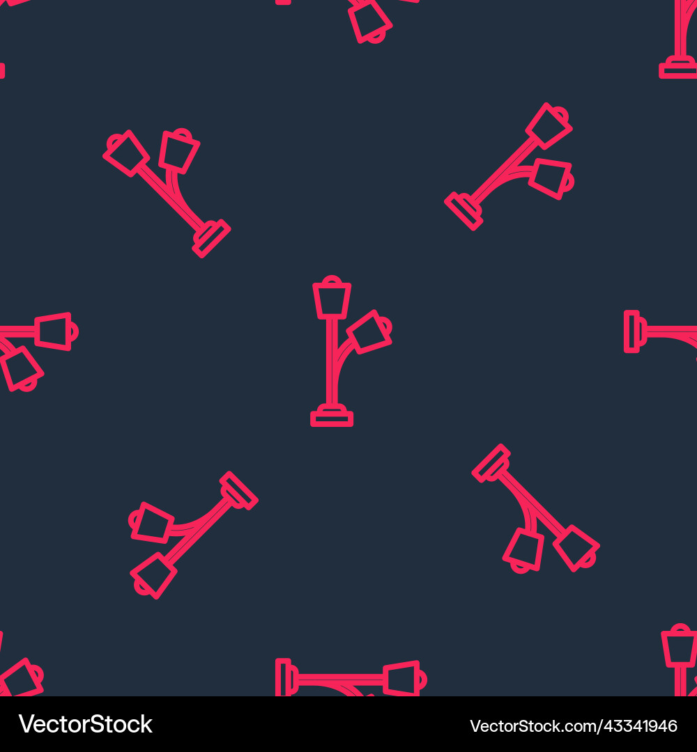 Red line floor lamp icon isolated seamless pattern vector image