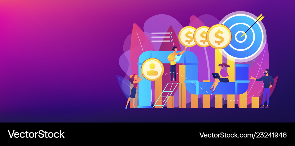 Sales pipeline management concept banner header Vector Image