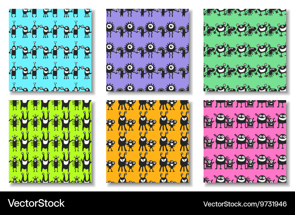 Seamless pattern with monsters Vector Image
