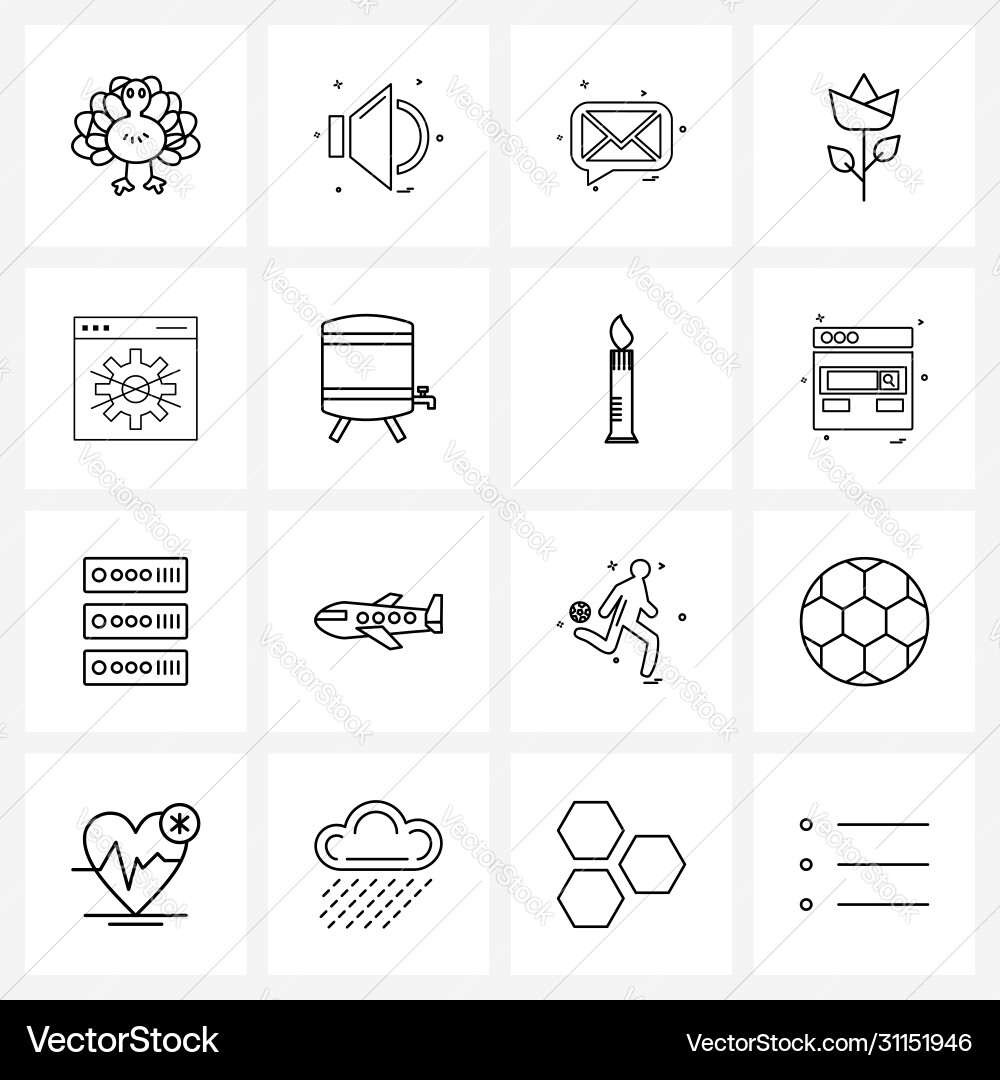 Set 16 simple line icons for web and print vector image