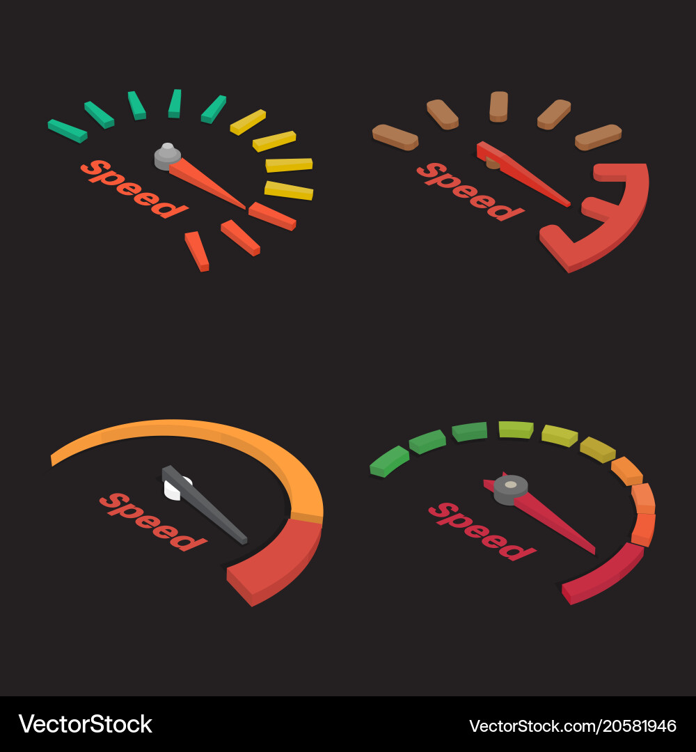 Set of four isometric speedometer scale Vector Image