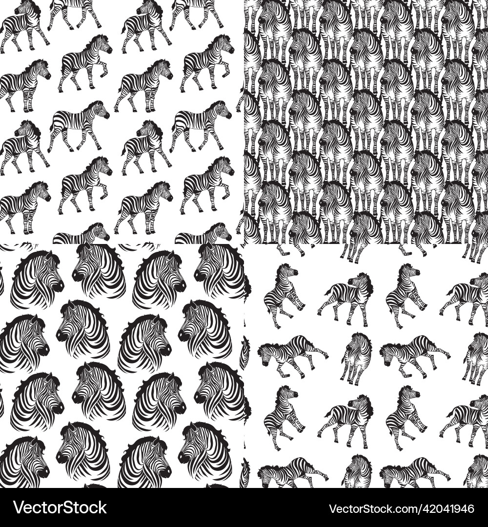 Set of zebra background pattern seamless Set of zebra background pattern seamless Vector Image