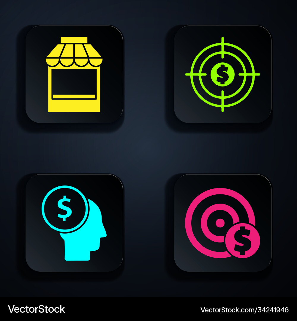 Set target with dollar symbol shopping building Set target with dollar symbol shopping building vector image