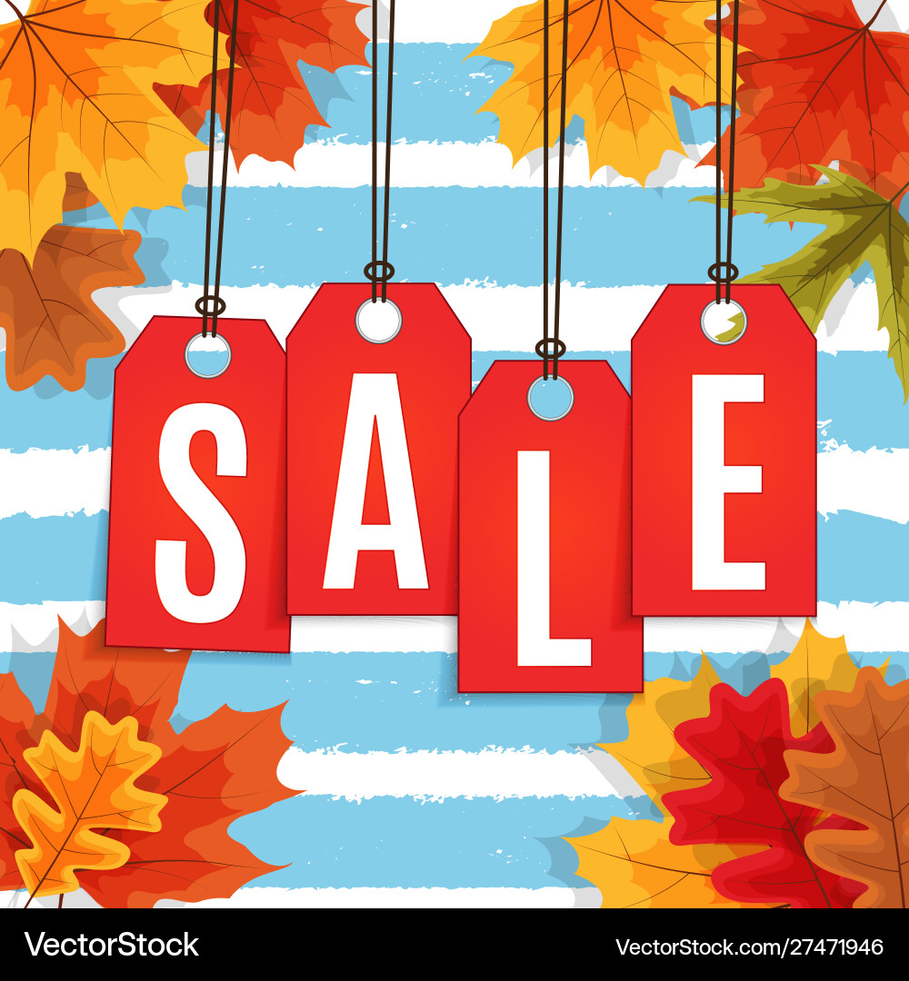 Shiny autumn leaves sale banner business discount Shiny autumn leaves sale banner business discount vector image