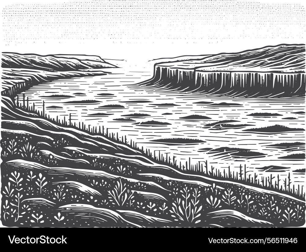 Simple coastal cliffs with fog icon design Vector Image