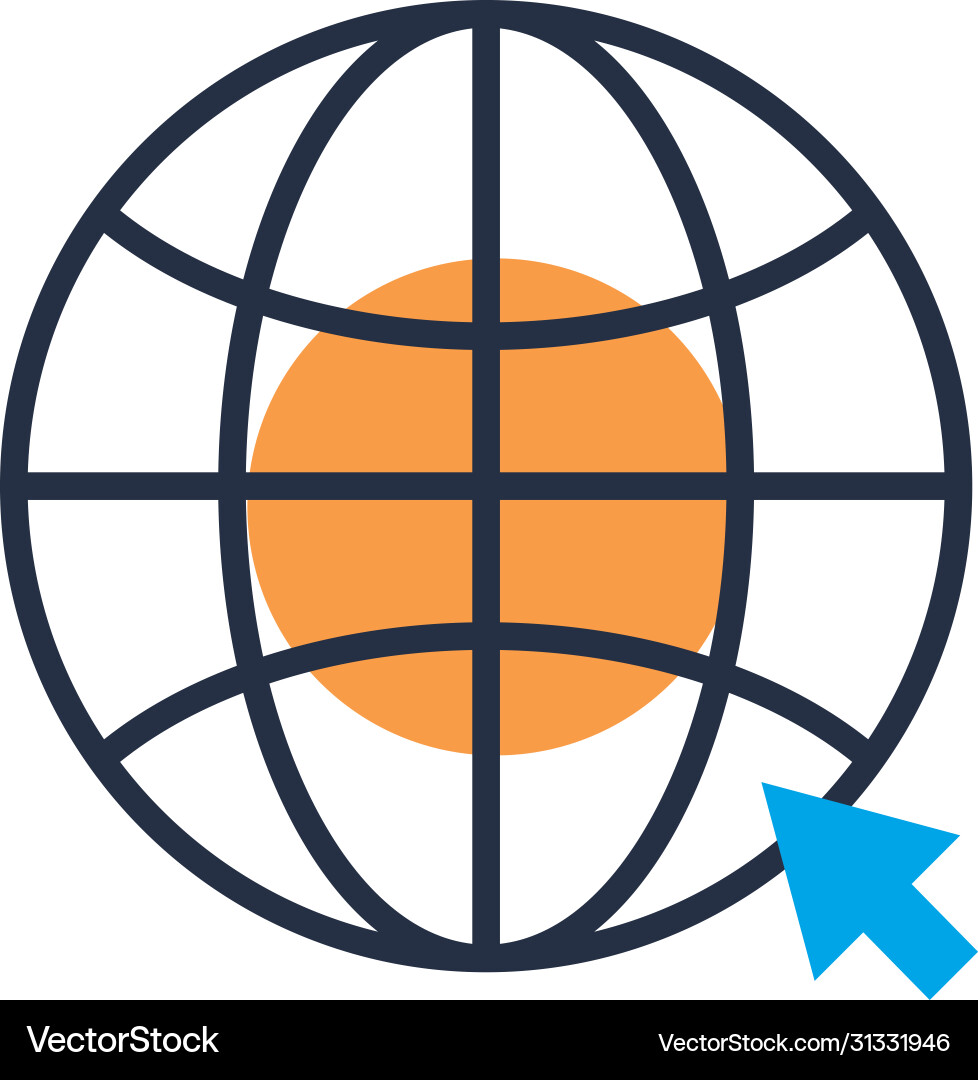 Sphere browser with mouse arrow fill style Vector Image