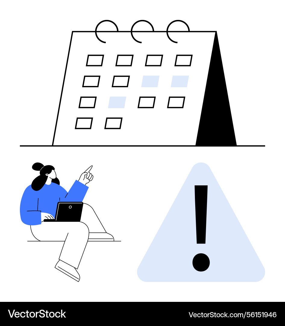 Task planning with calendar alert symbol Task planning with calendar alert symbol vector image
