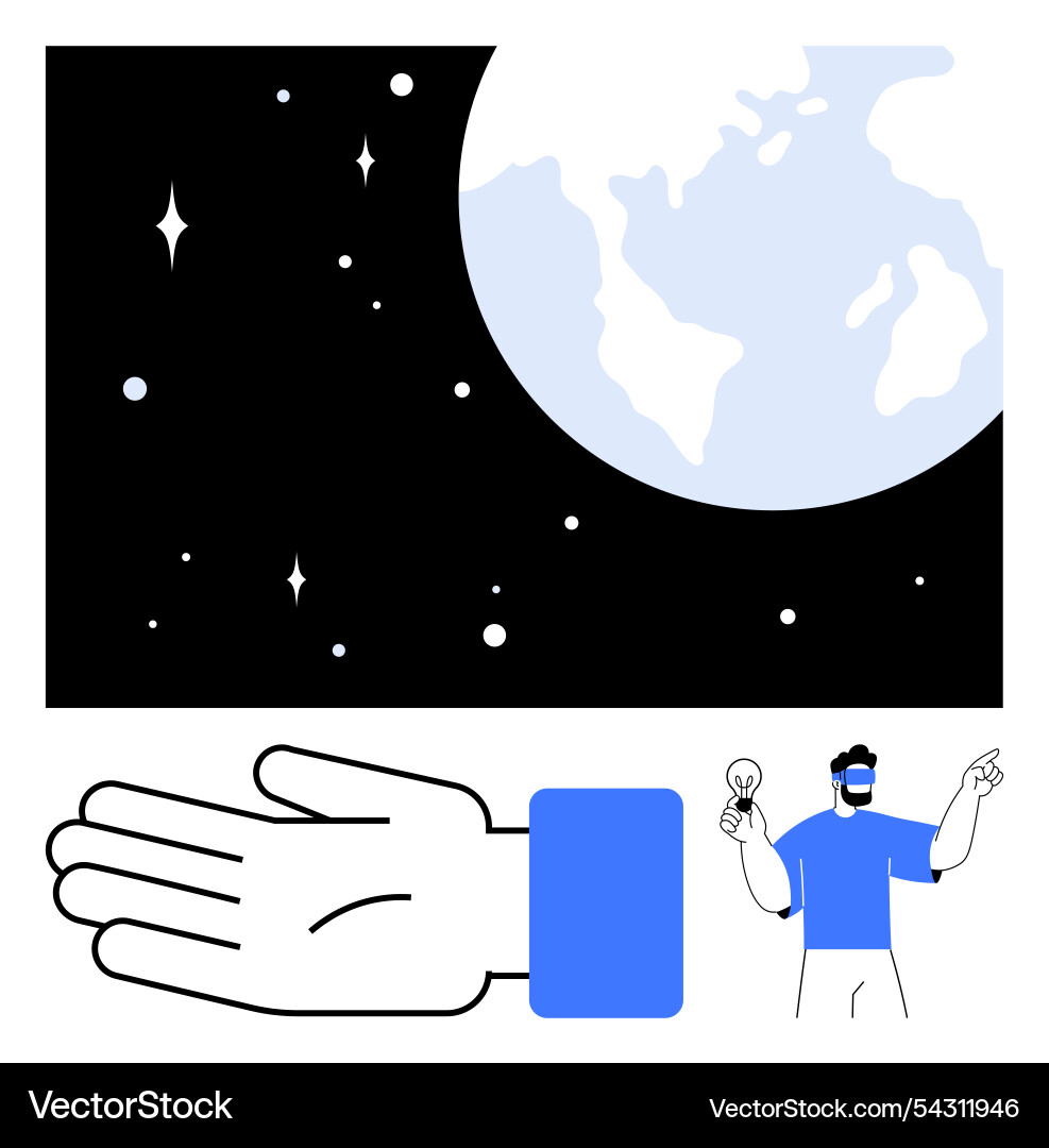 Virtual reality interaction with space exploration Virtual reality interaction with space exploration vector image