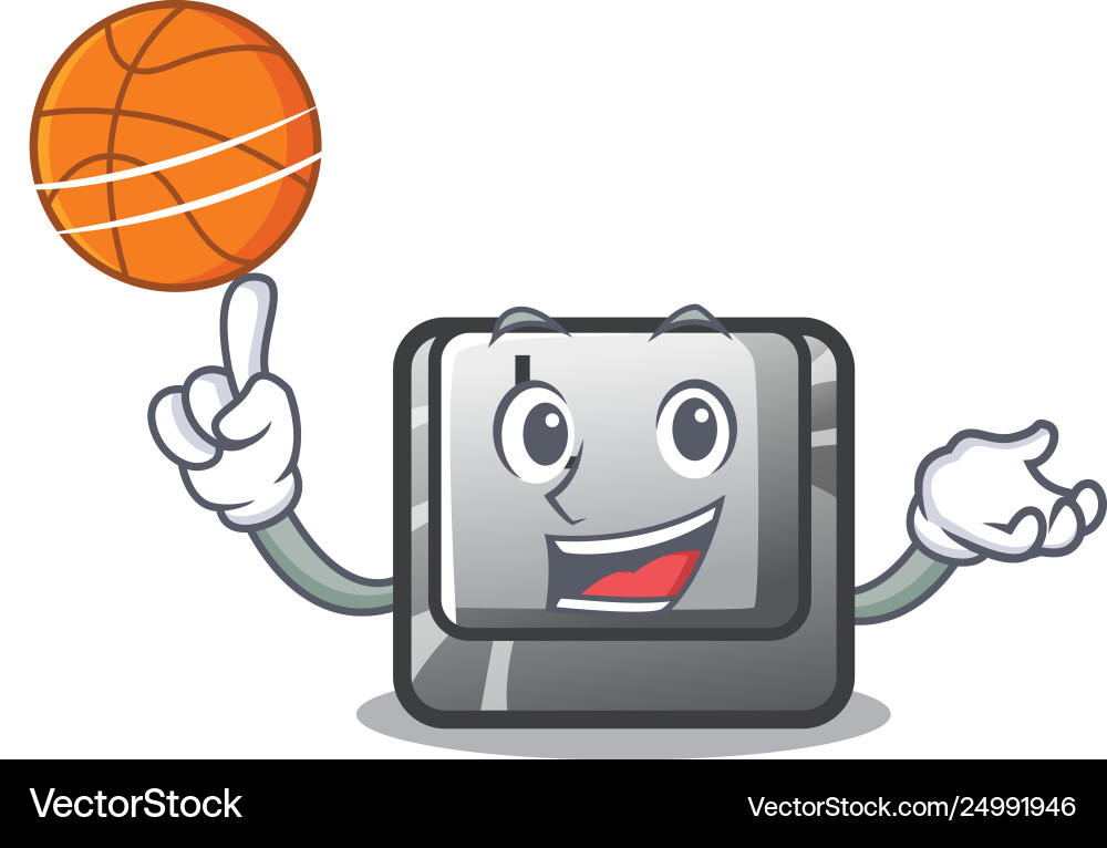 With basketball button l attached to character With basketball button l attached to character vector image