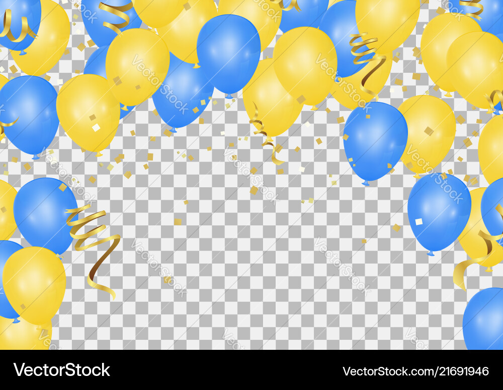 Yellow and blue balloons on the translucent floor Yellow and blue balloons on the translucent floor vector image