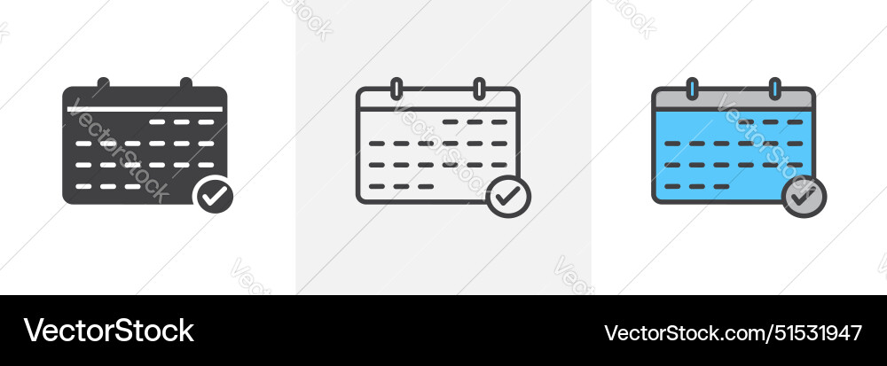 Calendar check icon set date available sign event Vector Image