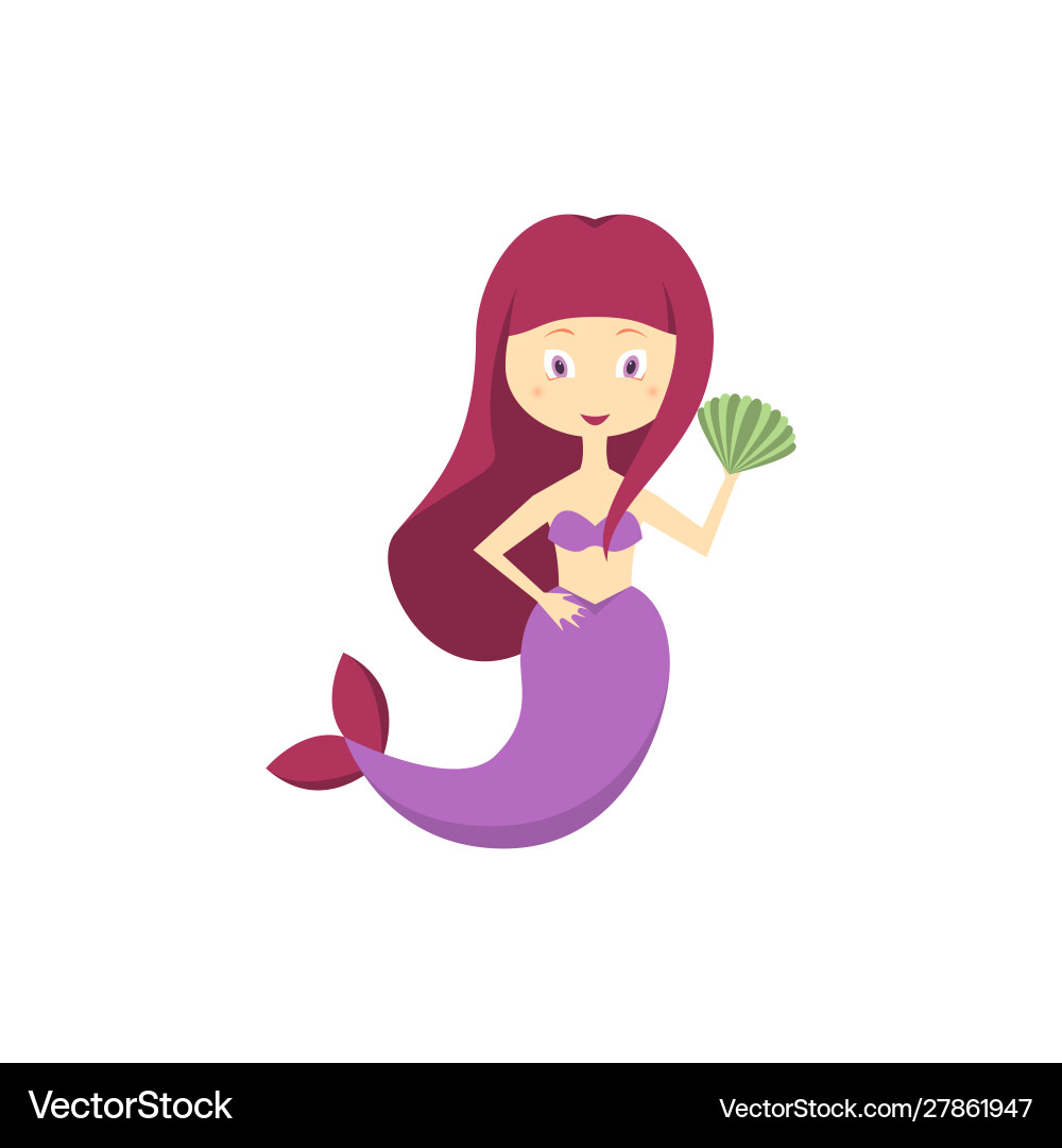 Cartoon color character mermaid girl on a white Cartoon color character mermaid girl on a white vector image