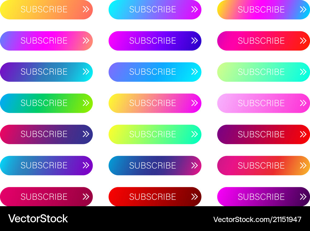 Colorful subscribe web buttons isolated on white Colorful subscribe web buttons isolated on white vector image