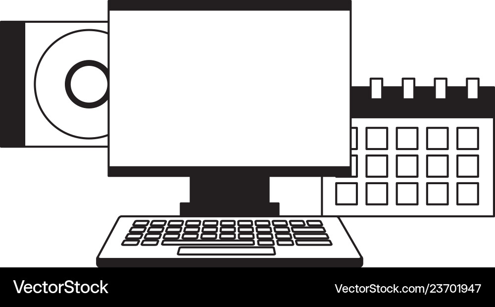 Computer monitor calendar compact disk Computer monitor calendar compact disk Vector Image