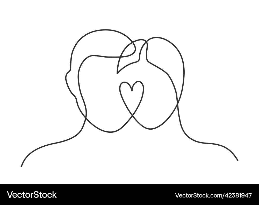 Couple Heart Line Art Vector Image