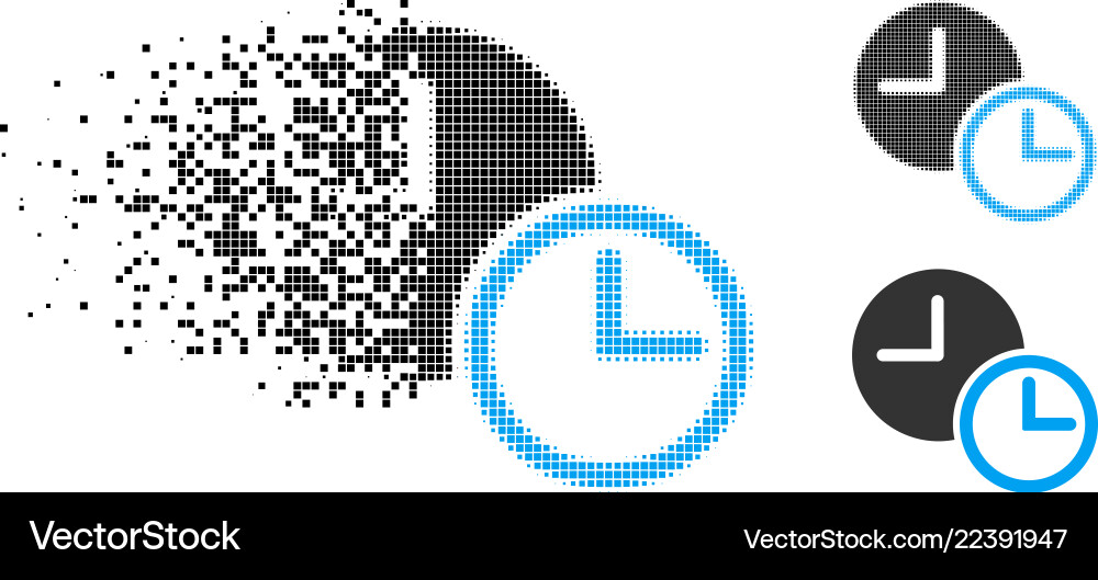 Dissolving Clock Icon - Pixelated Vector Image