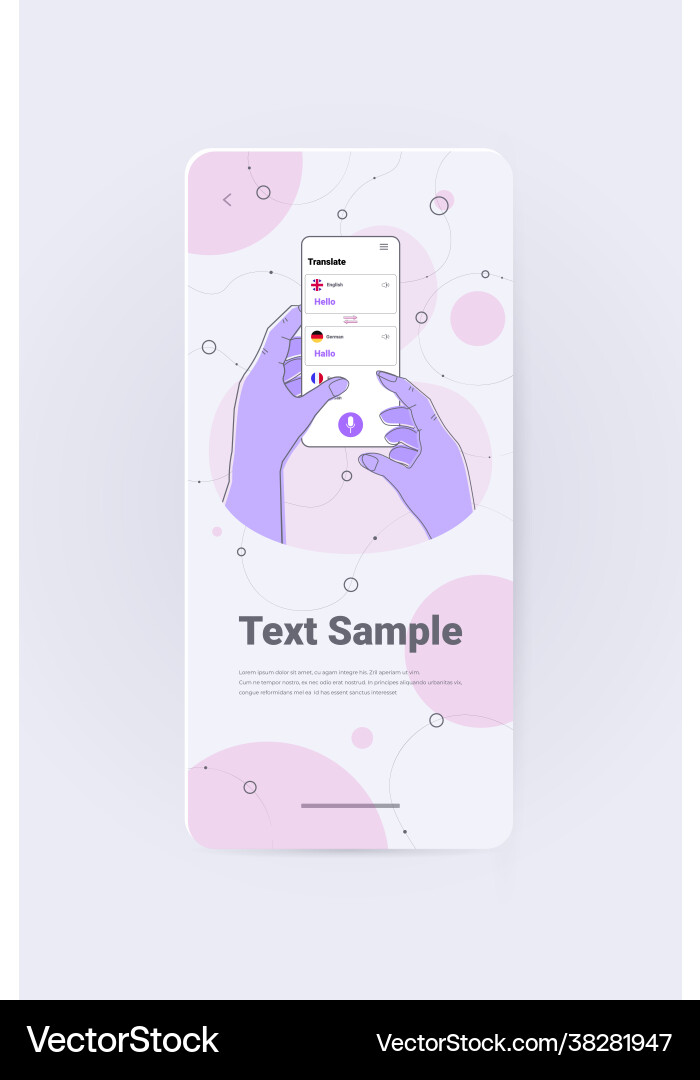 Hands using mobile translation application Hands using mobile translation application Vector Image