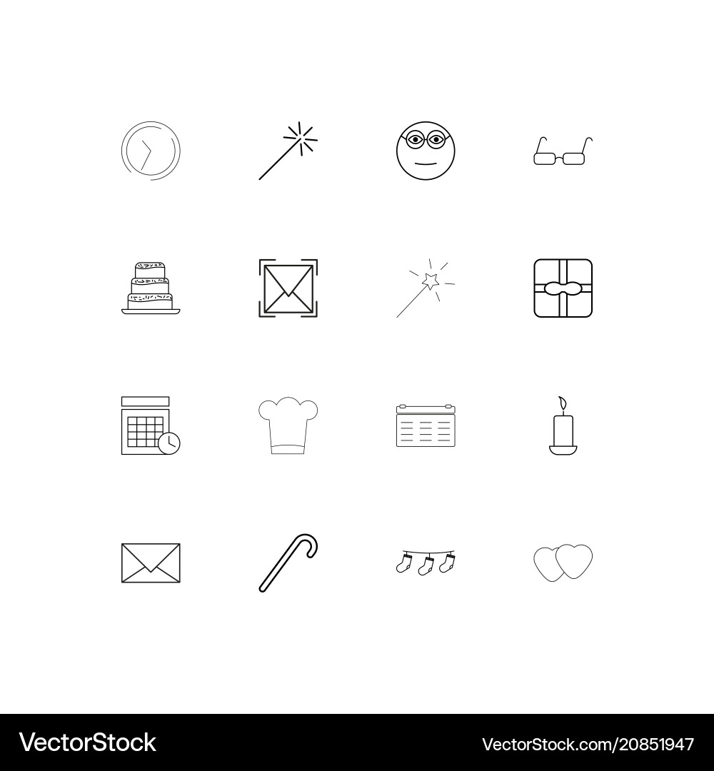 Holidays linear thin icons set outlined simple vector image