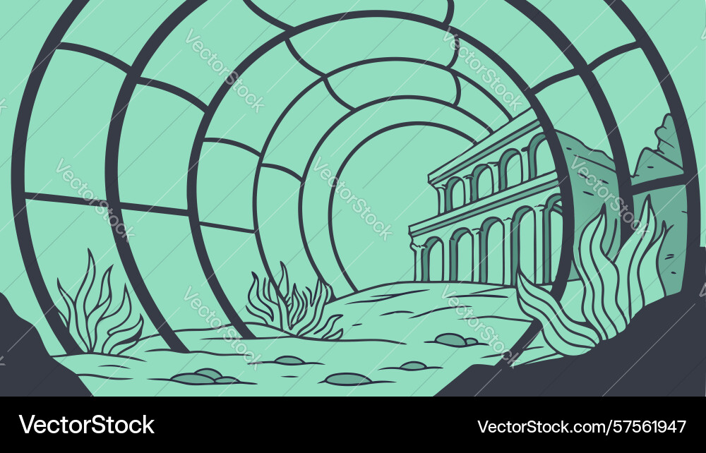 Intricate sci-fi tunnel with geometric patterns vector image