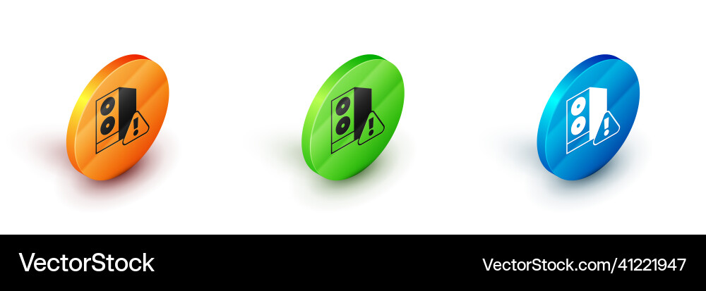 Isometric case of computer with exclamation mark Vector Image