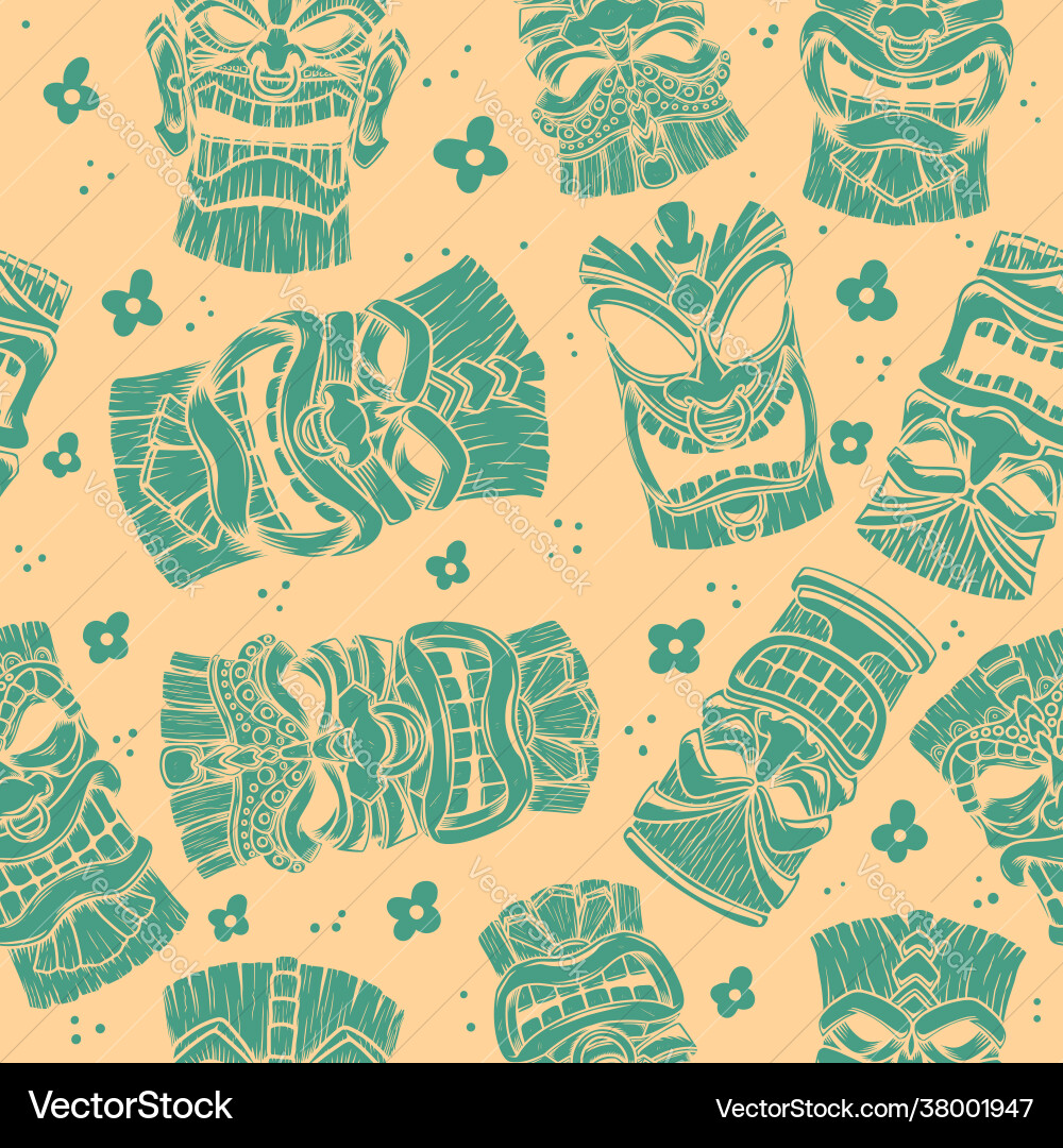 Nahtloses Muster mit tiki idols Designelement Nahtloses Muster mit tiki idols Designelement vektorbild