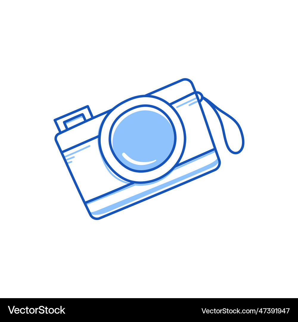 Photo camera doodle hand drawn sketch Photo camera doodle hand drawn sketch vector image
