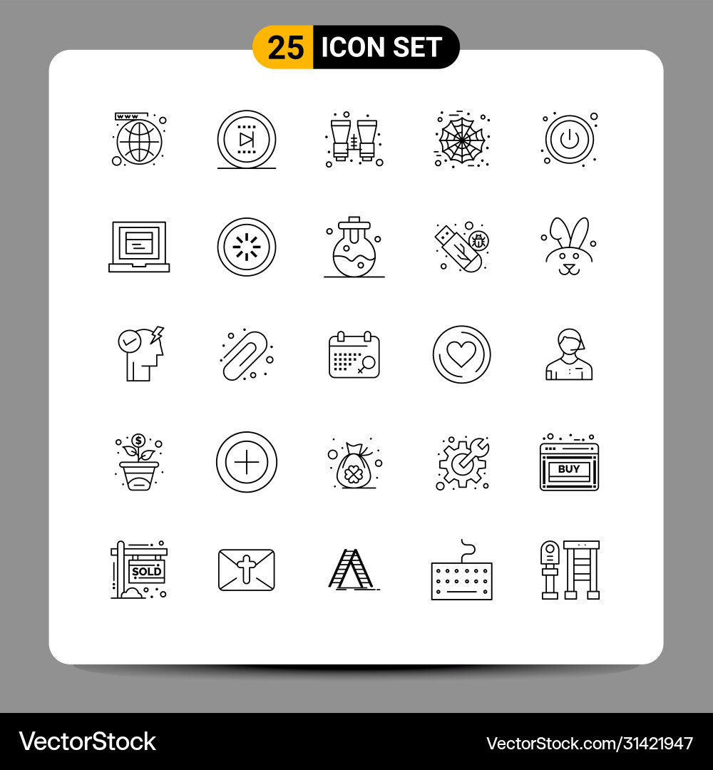 Pictograph set 25 simple lines switch web Vector Image