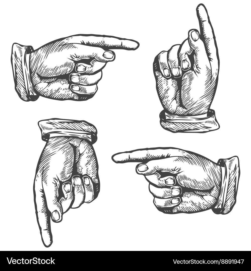 Pointing up down left right finger Royalty Free Vector Image