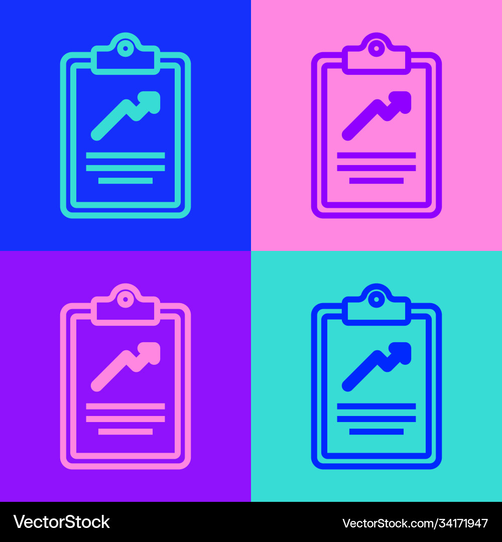 Pop art line clipboard with graph chart icon Pop art line clipboard with graph chart icon vector image