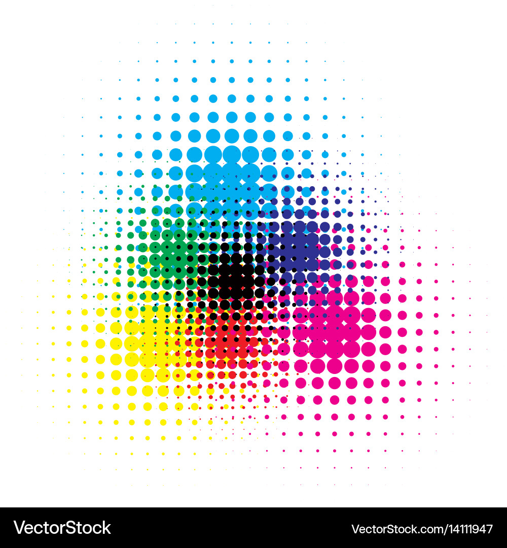 Rgb und cmyk Halbtonfarbe Lizenzfreies Vektorbild