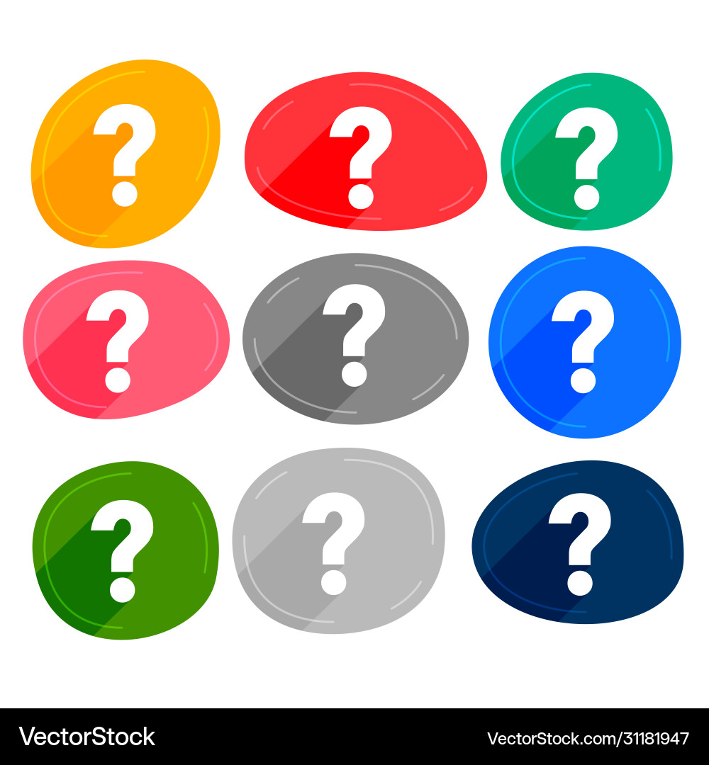 Set many colors question marks symbols vector image