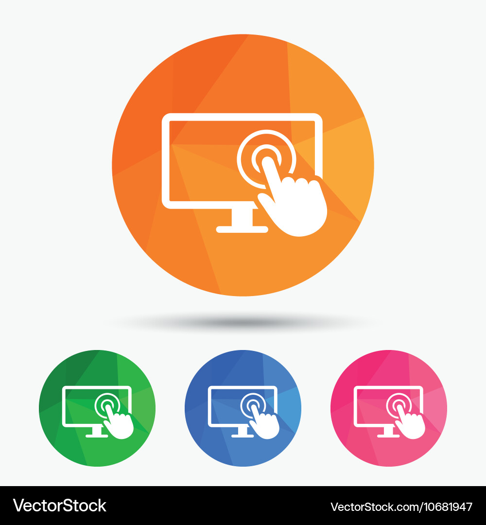 Touch screen monitor sign icon hand pointer Vector Image